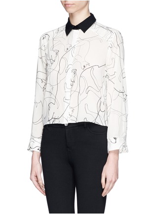 Front View - Click To Enlarge - ALICE & OLIVIA - 'Sharon' cat print blouse