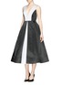 Figure View - Click To Enlarge - ALICE & OLIVIA - 'Brennan' box pleat satin gown