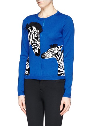 Front View - Click To Enlarge - ALICE & OLIVIA - 'Leo' zebra appliqué cardigan