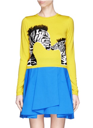 Main View - Click To Enlarge - ALICE & OLIVIA - 'Khan' zebra appliqué cropped sweater