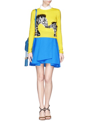 Figure View - Click To Enlarge - ALICE & OLIVIA - 'Khan' zebra appliqué cropped sweater