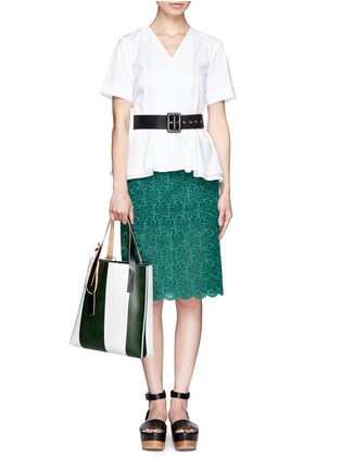 Figure View - Click To Enlarge - MARNI - Stripe front leather tote