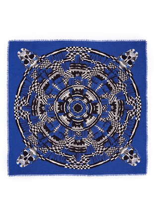 Detail View - Click To Enlarge - ALEXANDER MCQUEEN - Feather circle skull print scarf