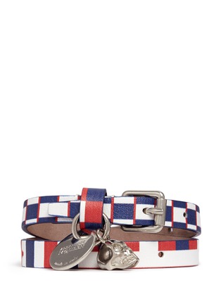 Main View - Click To Enlarge - ALEXANDER MCQUEEN - Double wrap check leather bracelet