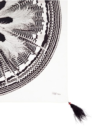 Detail View - Click To Enlarge - ALEXANDER MCQUEEN - Tassel feather print skull scarf