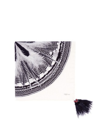 Main View - Click To Enlarge - ALEXANDER MCQUEEN - Tassel feather print skull scarf