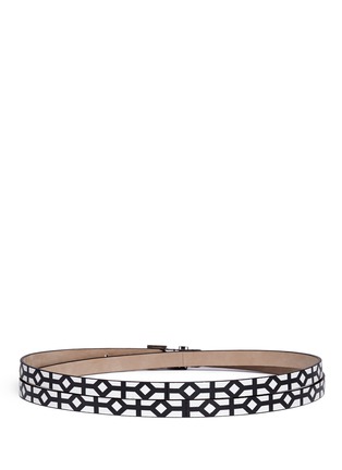 Back View - Click To Enlarge - ALEXANDER MCQUEEN - Double wrap grid print leather belt