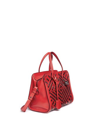 Detail View - Click To Enlarge - ALEXANDER MCQUEEN - Skull padlock small stud leather tote