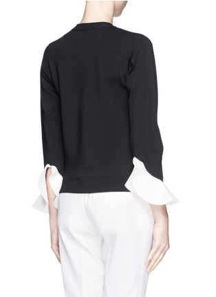 Back View - Click To Enlarge - VALENTINO GARAVANI - Contrast ruffle cuff stretch sweater