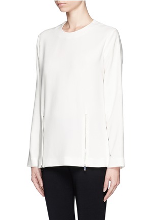Front View - Click To Enlarge - STELLA MCCARTNEY - Stretch cady double zip top