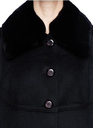Detail View - Click To Enlarge - ARMANI COLLEZIONI - Rabbit fur collar wool coat