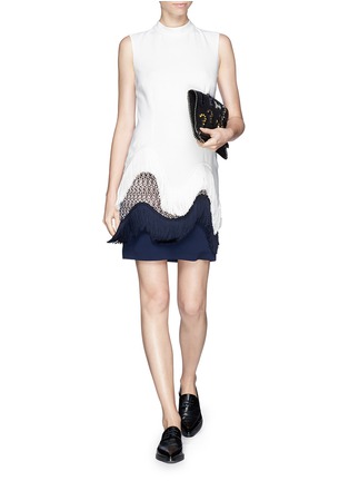 Detail View - Click To Enlarge - STELLA MCCARTNEY - Frill trim and lace shift dress