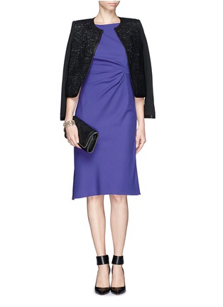 Front View - Click To Enlarge - ARMANI COLLEZIONI - Asymmetric shirred wool dress