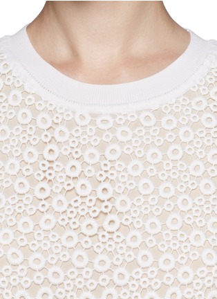 Detail View - Click To Enlarge - CHLOÉ - Eyelet guipure lace front knit top