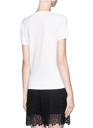 Back View - Click To Enlarge - CHLOÉ - Eyelet guipure lace front knit top