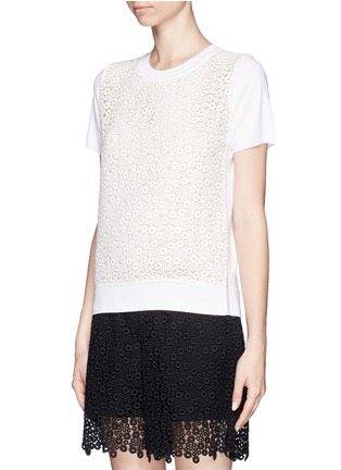 Front View - Click To Enlarge - CHLOÉ - Eyelet guipure lace front knit top