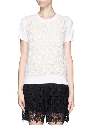 Main View - Click To Enlarge - CHLOÉ - Eyelet guipure lace front knit top
