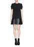 Main View - Click To Enlarge - NEIL BARRETT - Leather panel pleat dress 