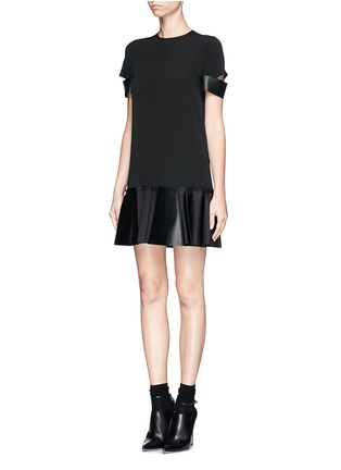 Figure View - Click To Enlarge - NEIL BARRETT - Leather panel pleat dress 