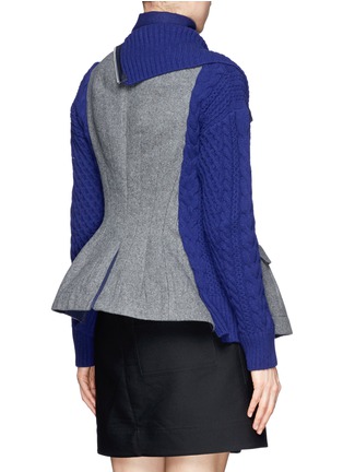 Back View - Click To Enlarge - SACAI - Cable knit panel zip blazer combo jacket