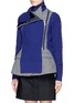Front View - Click To Enlarge - SACAI - Cable knit panel zip blazer combo jacket
