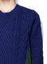 Detail View - Click To Enlarge - SACAI - Wool cable knit panel poplin shirt dress
