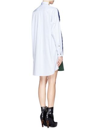 Back View - Click To Enlarge - SACAI - Wool cable knit panel poplin shirt dress