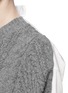 Detail View - Click To Enlarge - SACAI - Cable knit panel poplin shirt with plissé chiffon wrap skirt