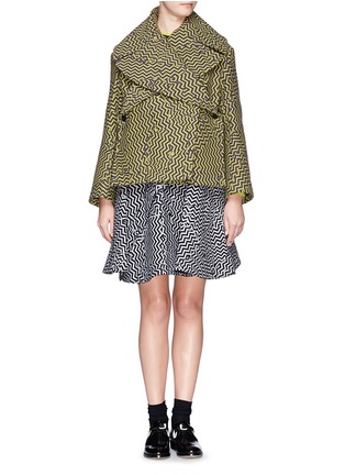 Figure View - Click To Enlarge - KENZO - Double layer zigzag print flare skirt