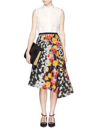Figure View - Click To Enlarge - PETER PILOTTO - Waffle floral print skirt