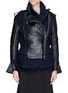  - SACAI - Leather herringbone wool peplum biker jacket