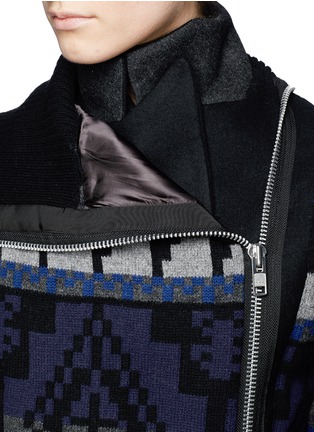 Detail View - Click To Enlarge - SACAI - Intarsia knit wool blend peplum jacket