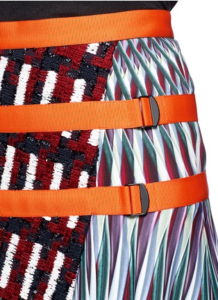 Detail View - Click To Enlarge - PETER PILOTTO - Asymmetric tweed flap A-line print skirt