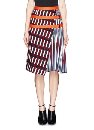 Main View - Click To Enlarge - PETER PILOTTO - Asymmetric tweed flap A-line print skirt