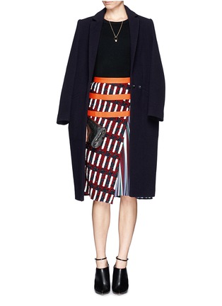 Figure View - Click To Enlarge - PETER PILOTTO - Asymmetric tweed flap A-line print skirt