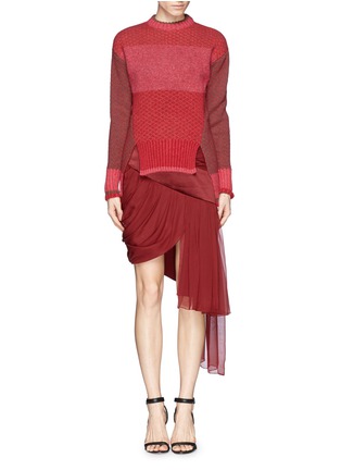 Figure View - Click To Enlarge - PRABAL GURUNG - Drape silk chiffon satin trim skirt