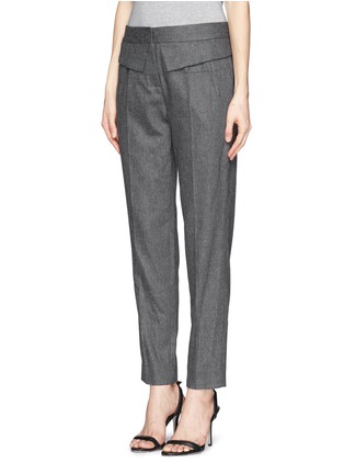 Front View - Click To Enlarge - PRABAL GURUNG - Side flap twill felt cropped pants
