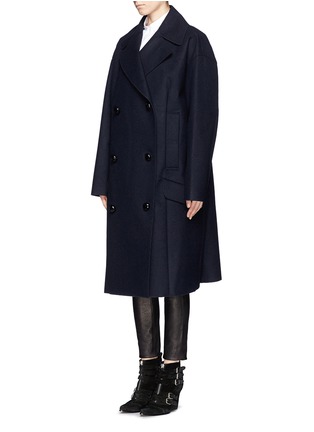 Figure View - Click To Enlarge - TOGA ARCHIVES - Oversized felt and faux leather bonded coat