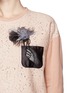 Detail View - Click To Enlarge - NO.21 - 'Felpa' lace panel feather appliqué sweatshirt