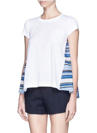 Front View - Click To Enlarge - SACAI - Check print flare back T-shirt