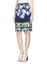 Front View - Click To Enlarge - PETER PILOTTO - Orchid print floral lace bottom double layer skirt