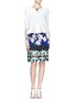Figure View - Click To Enlarge - PETER PILOTTO - Orchid print floral lace bottom double layer skirt