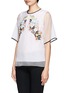 Front View - Click To Enlarge - ERDEM - Voni floral embroidery silk top