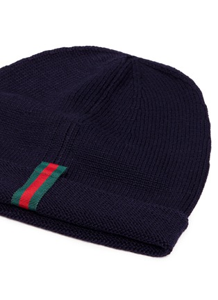 Detail View - Click To Enlarge - GUCCI - Web stripe wool beanie