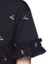Detail View - Click To Enlarge - VICTORIA, VICTORIA BECKHAM - Hummingbird embroidered ruffle sleeve T-shirt