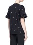 Back View - Click To Enlarge - VICTORIA, VICTORIA BECKHAM - Hummingbird embroidered ruffle sleeve T-shirt