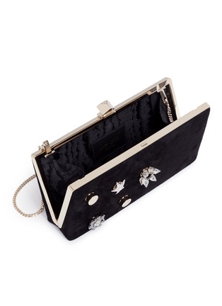 Detail View - Click To Enlarge - JIMMY CHOO - 'Celeste/S' interchangeable Swarovski crystal button suede clutch