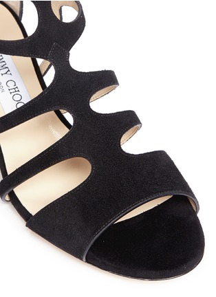 Detail View - Click To Enlarge - JIMMY CHOO - 'Ren 35' suede caged sandals