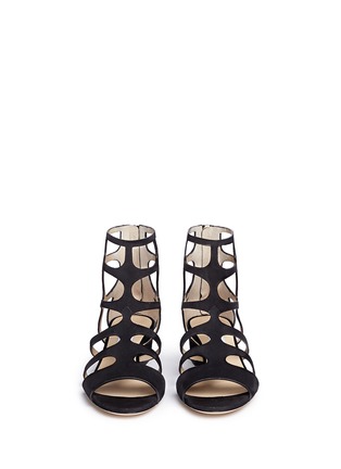 Front View - Click To Enlarge - JIMMY CHOO - 'Ren 35' suede caged sandals