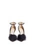 Front View - Click To Enlarge - JIMMY CHOO - 'Rosa 85' detachable fox fur pompom d'Orsay pumps